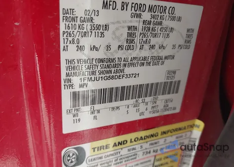 2013 Ford Expedition Xl from USA, damaged, VIN 1FMJU1G58DEF33721